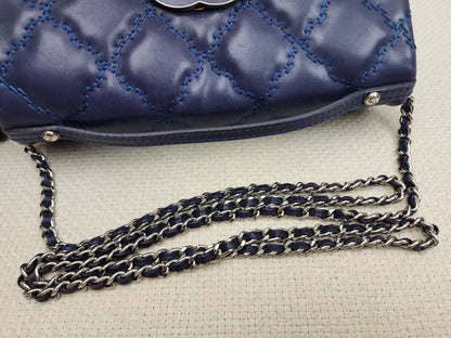 Chanel Blue Calfskin Hampston Flap Bag (SHW)