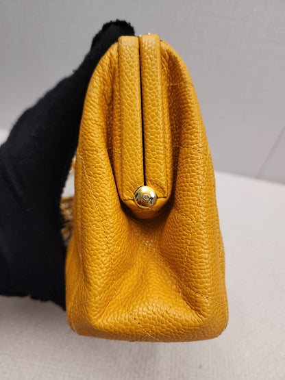 Chanel Orange Caviar Vintage Kisslock Clutch on Chain (GHW)