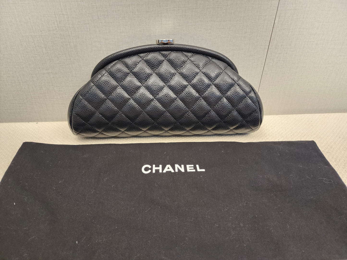 Chanel Black Caviar Timeless Clutch Bag (SHW)