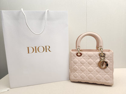Dior Light Pink Lambskin Medium Lady D (LGHW)