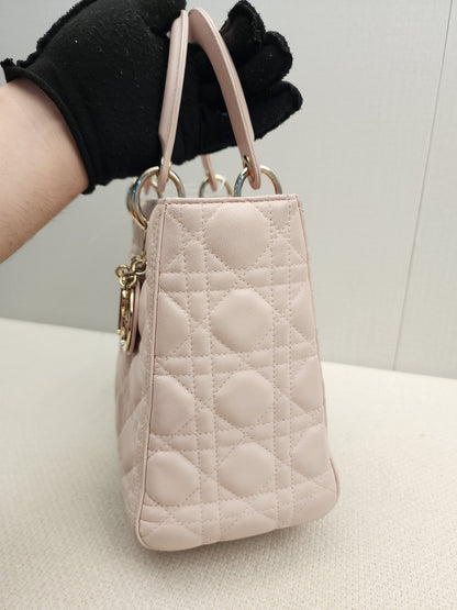 Dior Light Pink Lambskin Medium Lady D (LGHW)