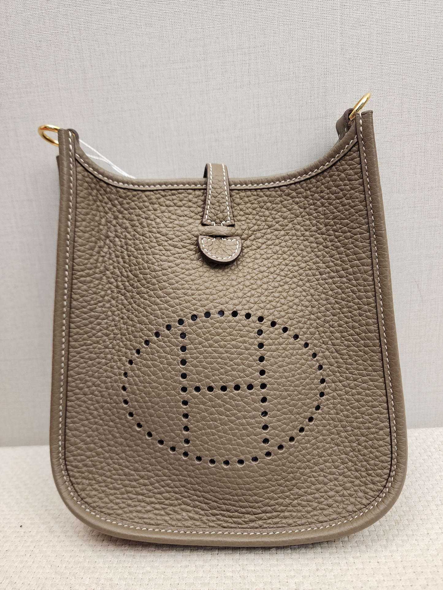 Hermes Etoupe x Bleu Indigo Mini Evelyne (GHW)