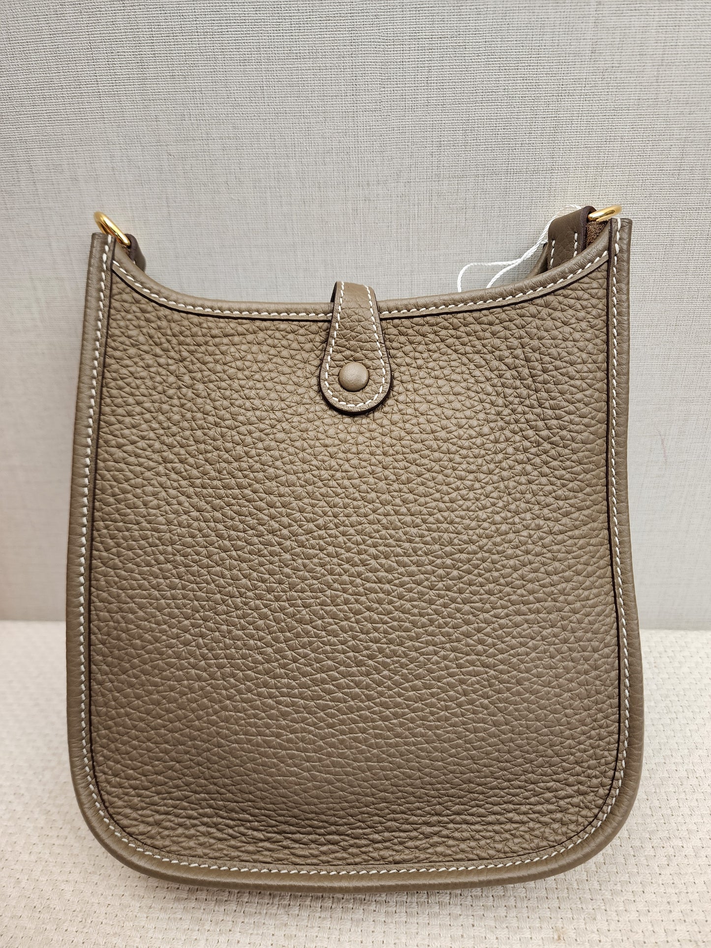 Hermes Etoupe x Bleu Indigo Mini Evelyne (GHW)