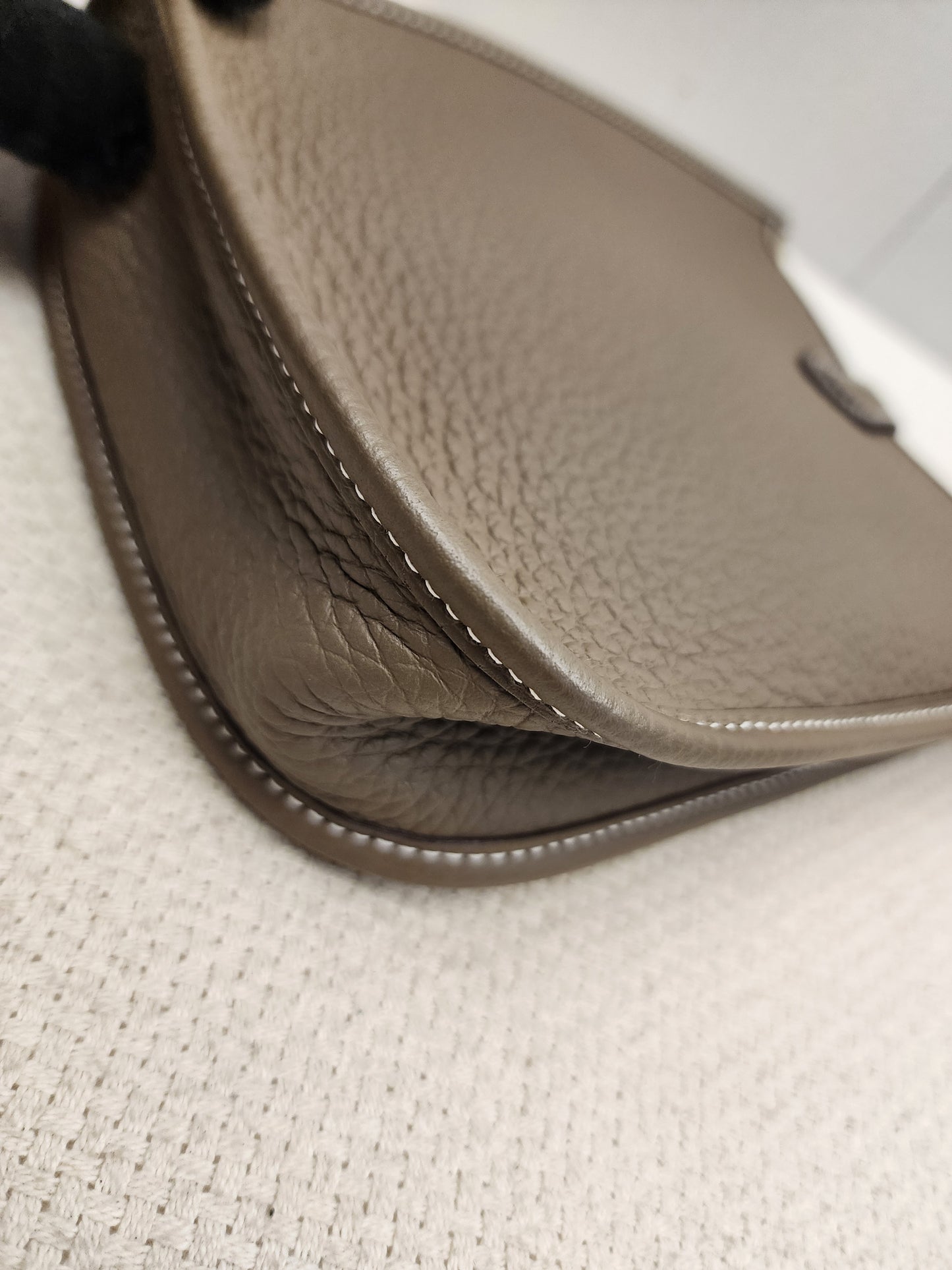 Hermes Etoupe x Bleu Indigo Mini Evelyne (GHW)
