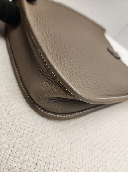 Hermes Etoupe x Bleu Indigo Mini Evelyne (GHW)