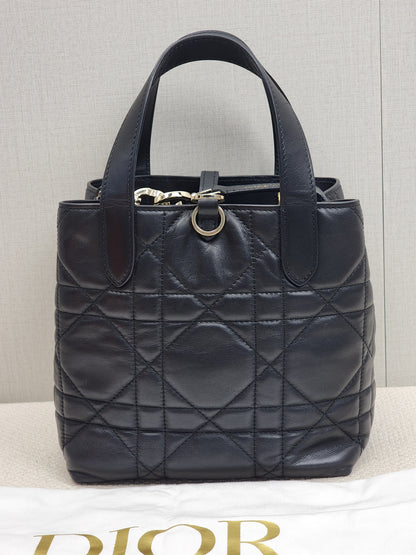 Dior Black Calfskin Small Toujours Vertical Tote Bag (LGHW)