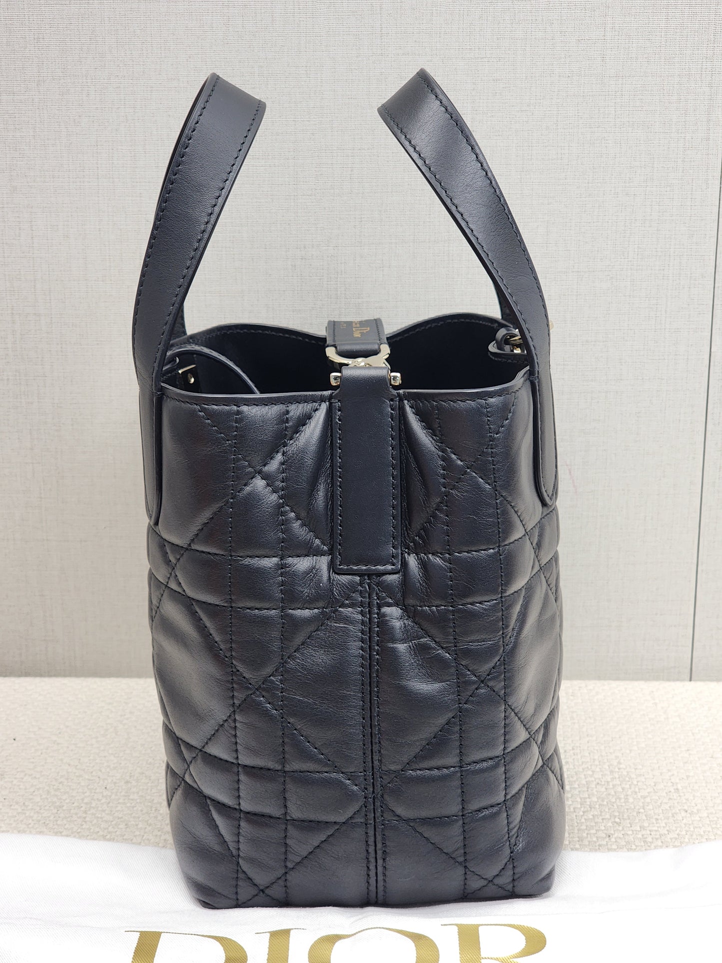 Dior Black Calfskin Small Toujours Vertical Tote Bag (LGHW)