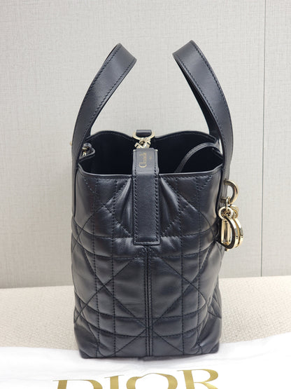 Dior Black Calfskin Small Toujours Vertical Tote Bag (LGHW)