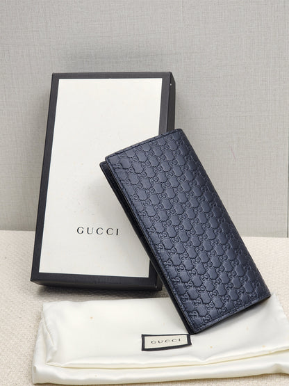 Gucci Navy Microguccisima Bifold Long Wallet