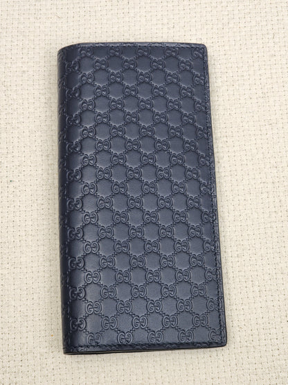 Gucci Navy Microguccisima Bifold Long Wallet
