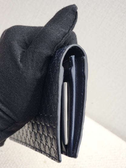 Gucci Navy Microguccisima Bifold Long Wallet