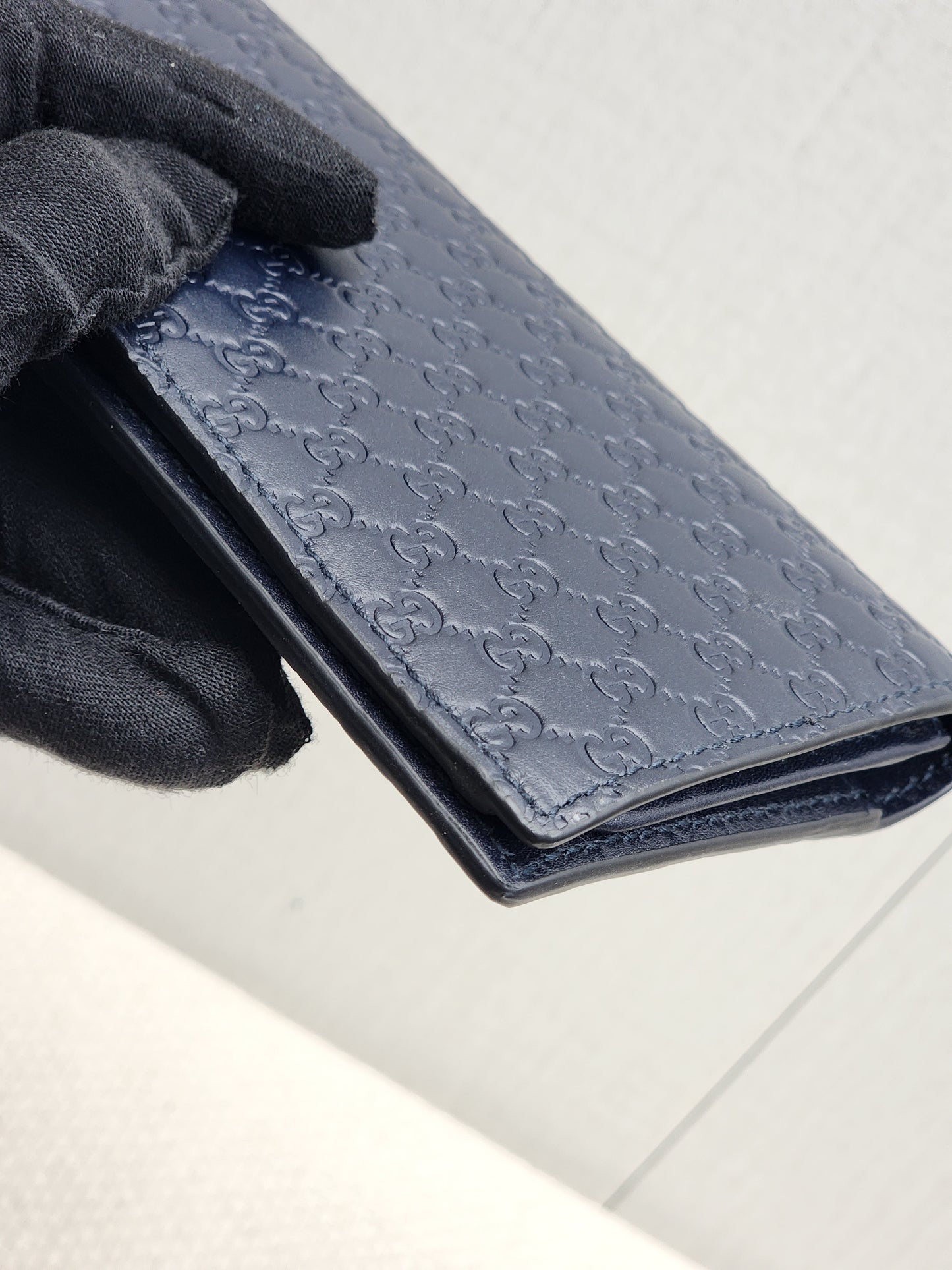 Gucci Navy Microguccisima Bifold Long Wallet