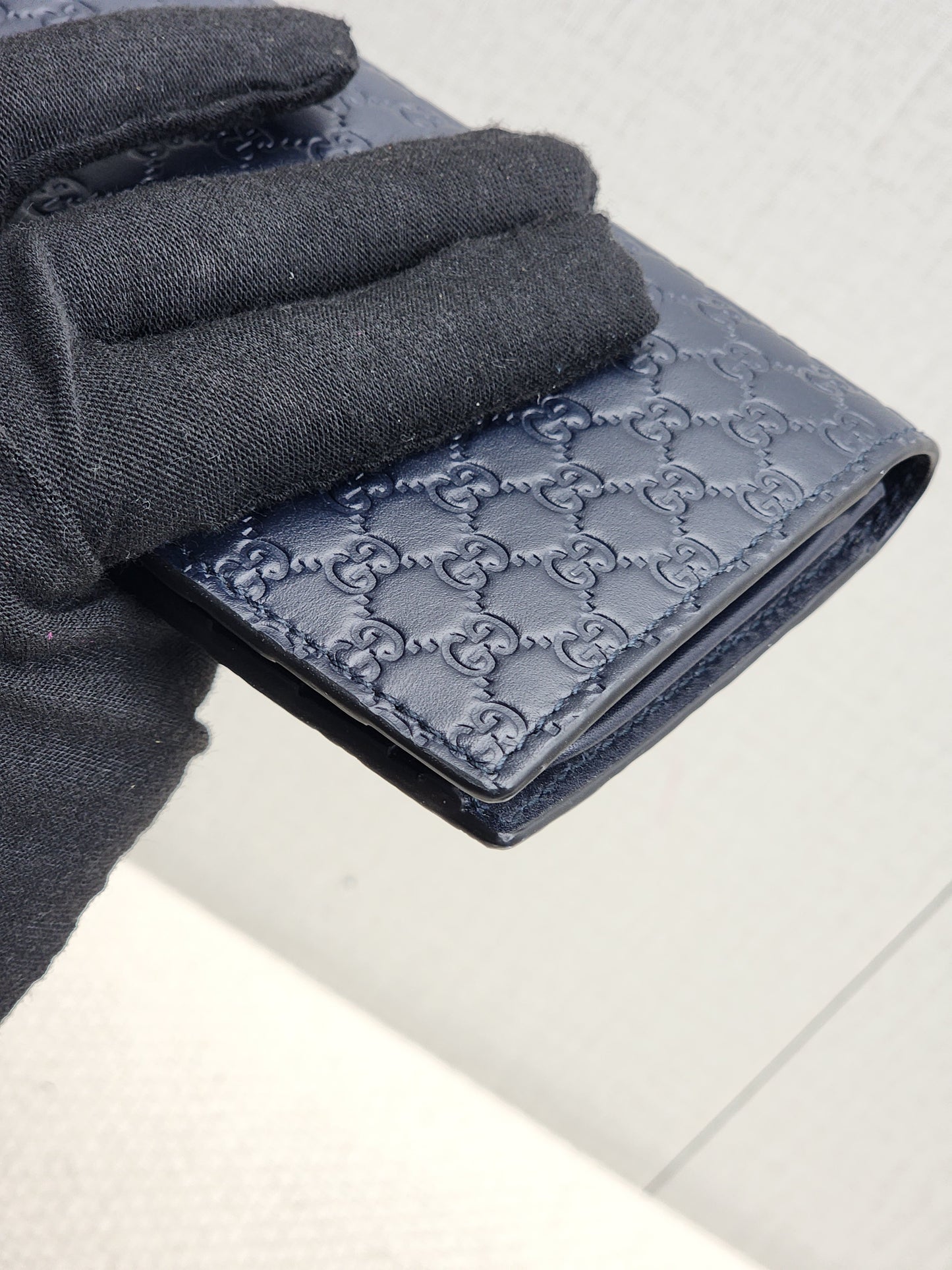 Gucci Navy Microguccisima Bifold Long Wallet