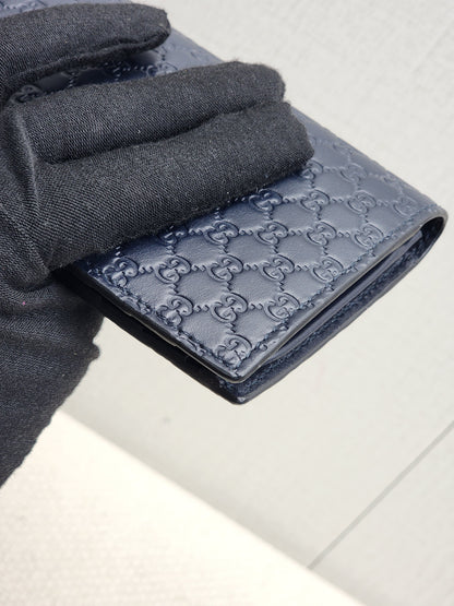 Gucci Navy Microguccisima Bifold Long Wallet