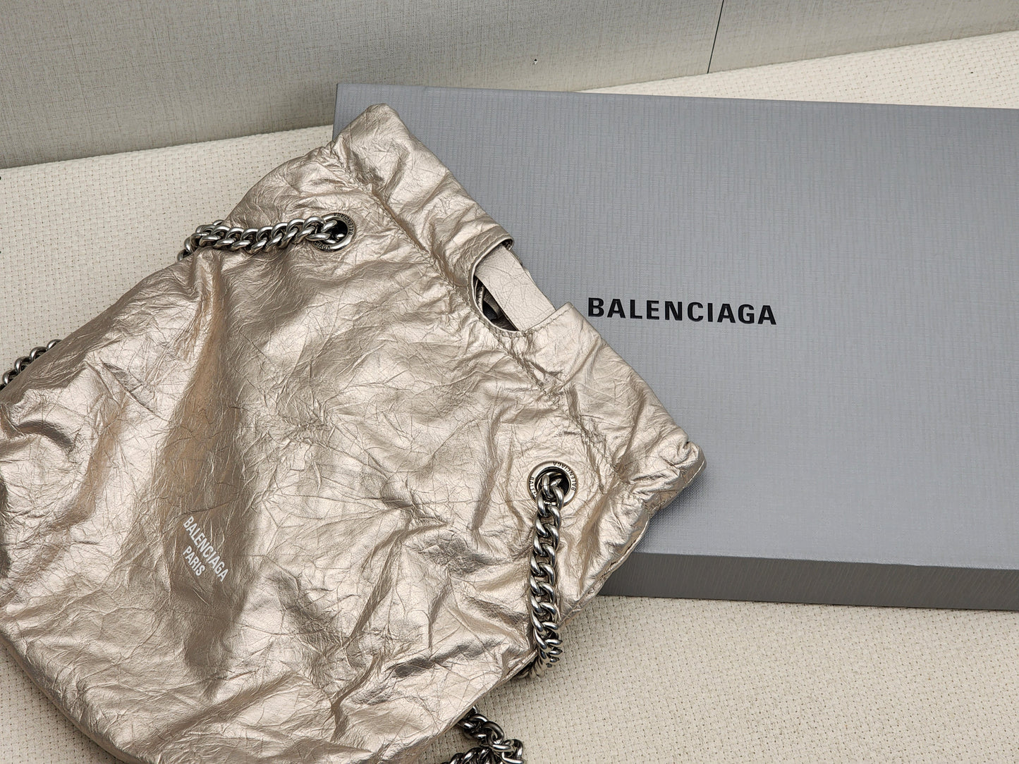 Balenciaga Metallic Light Gold Calfskin Small Trash Tote (SHW)