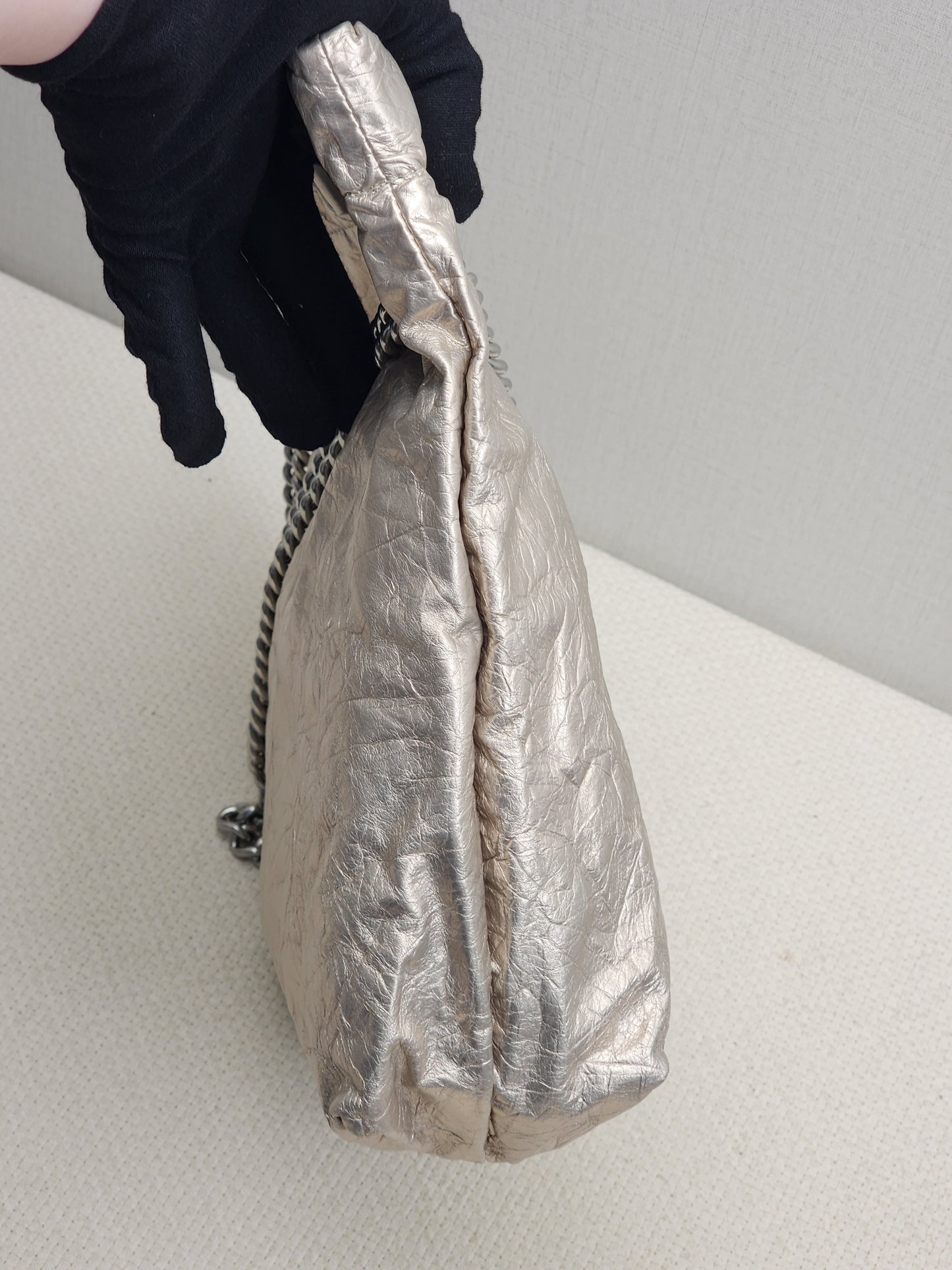 Balenciaga Metallic Light Gold Calfskin Small Trash Tote (SHW)