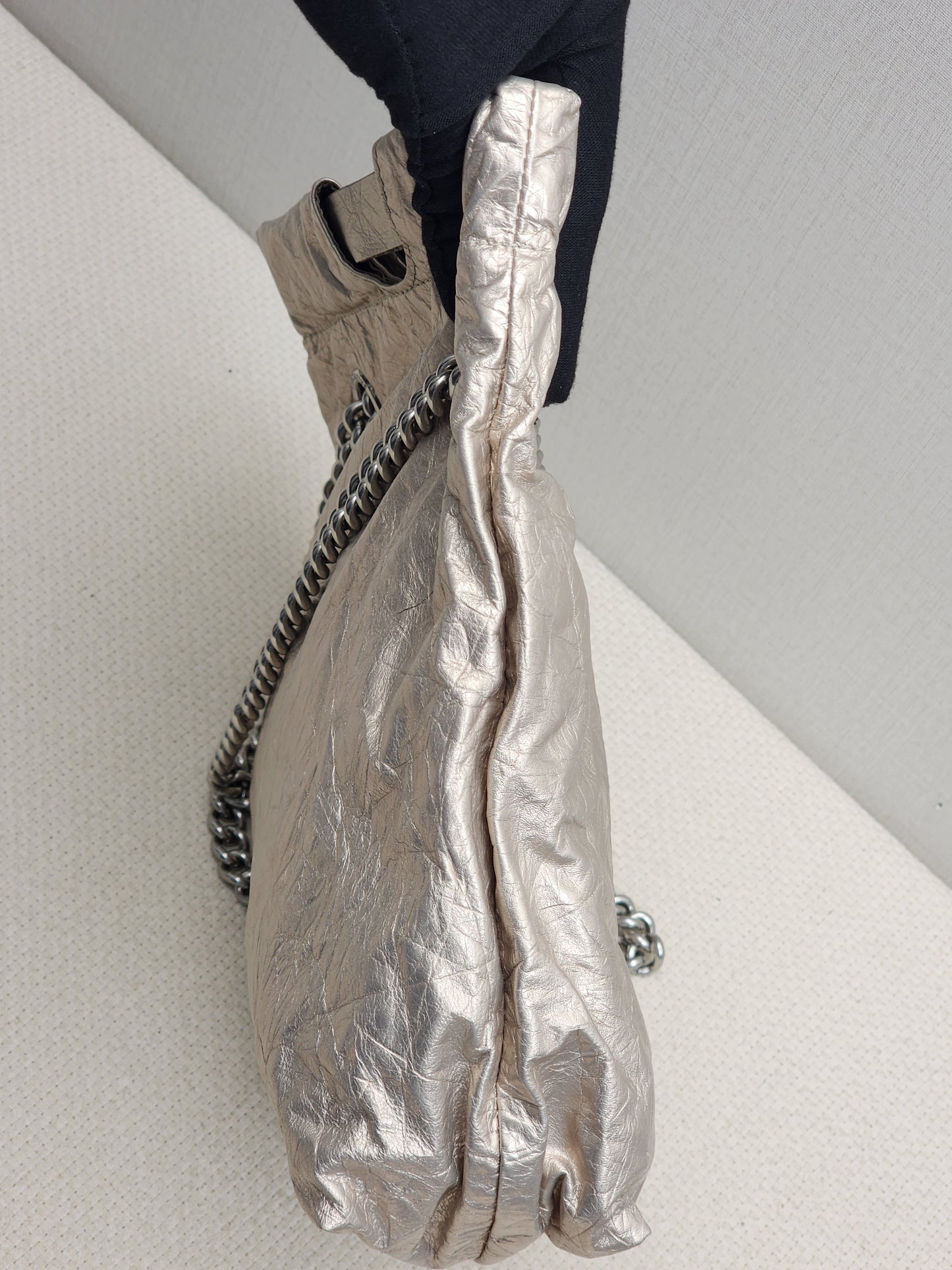Balenciaga Metallic Light Gold Calfskin Small Trash Tote (SHW)