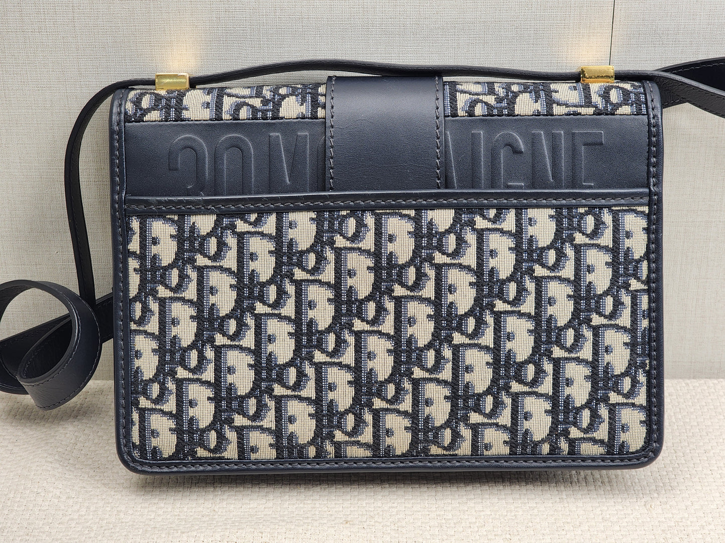 Dior Navy Oblique 30 Montaigne Bag (GHW)