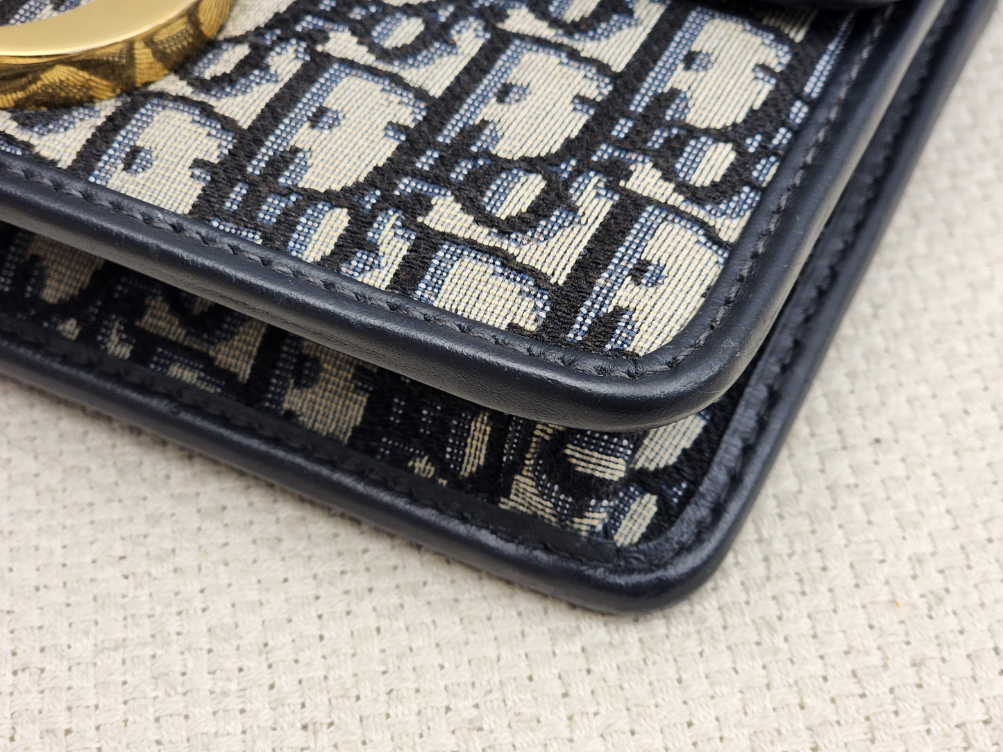 Dior Navy Oblique 30 Montaigne Bag (GHW)