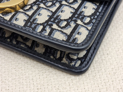 Dior Navy Oblique 30 Montaigne Bag (GHW)