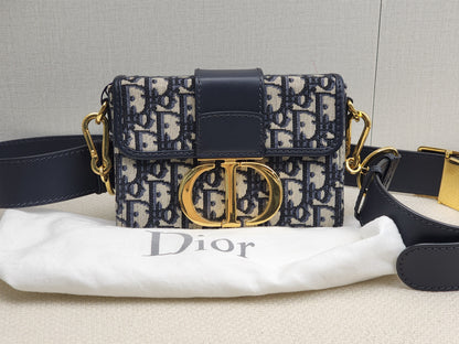 Dior Navy Oblique 30 Montaigne Box (GHW)