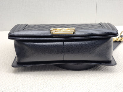 Chanel Black Caviar Old Medium Boy (GHW)