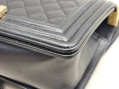 Chanel Black Caviar Old Medium Boy (GHW)