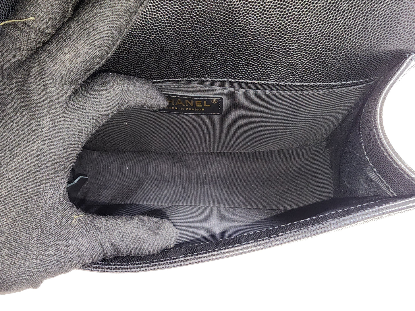 Chanel Black Caviar Old Medium Boy (GHW)