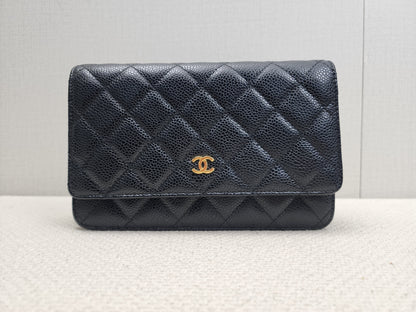 Chanel Black Caviar Classic WOC (GHW)