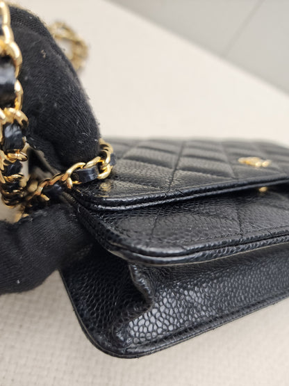 Chanel Black Caviar Classic WOC (GHW)