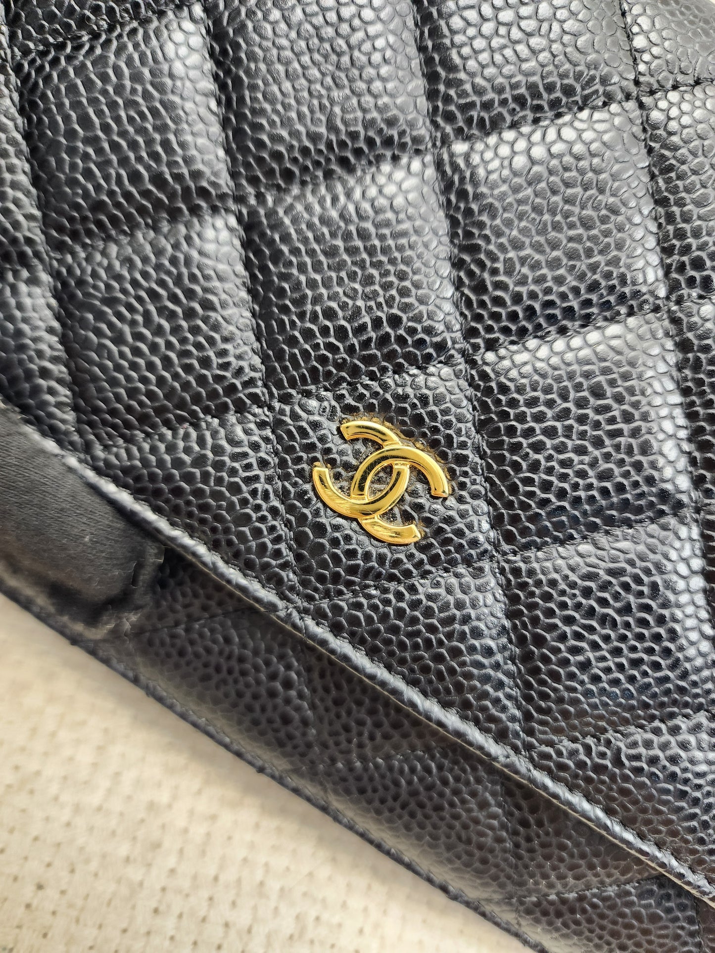 Chanel Black Caviar Classic WOC (GHW)