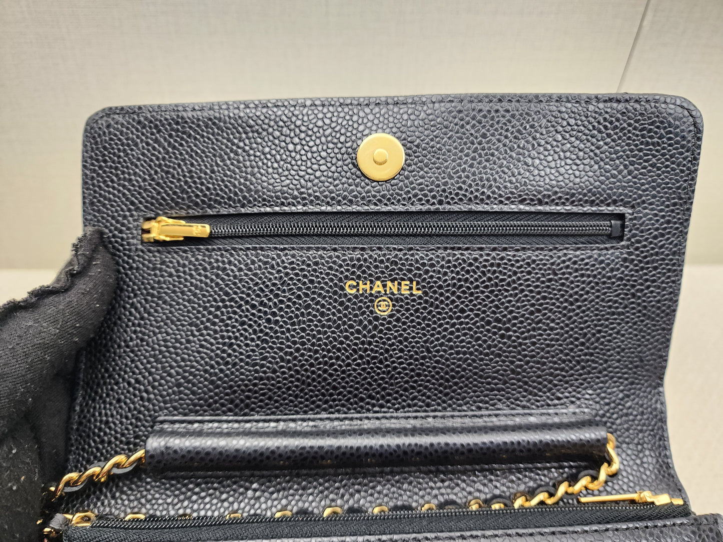 Chanel Black Caviar Classic WOC (GHW)