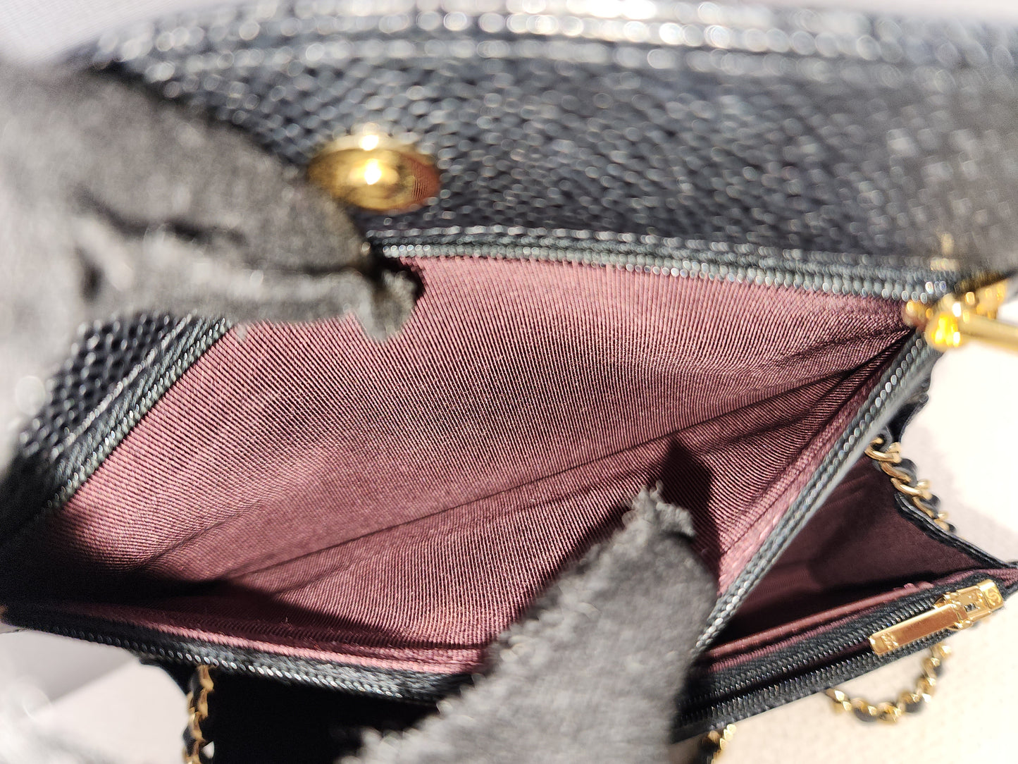 Chanel Black Caviar Classic WOC (GHW)
