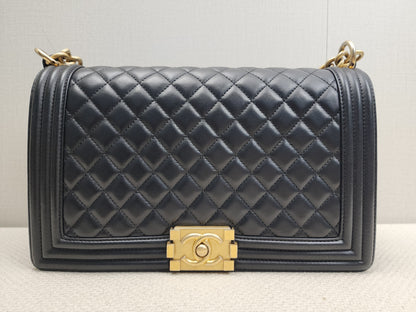 Chanel Black Lambskin New Medium Boy (GHW)
