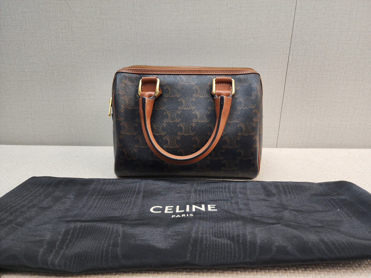 Celine Triomphe Canvas Small Boston Bag