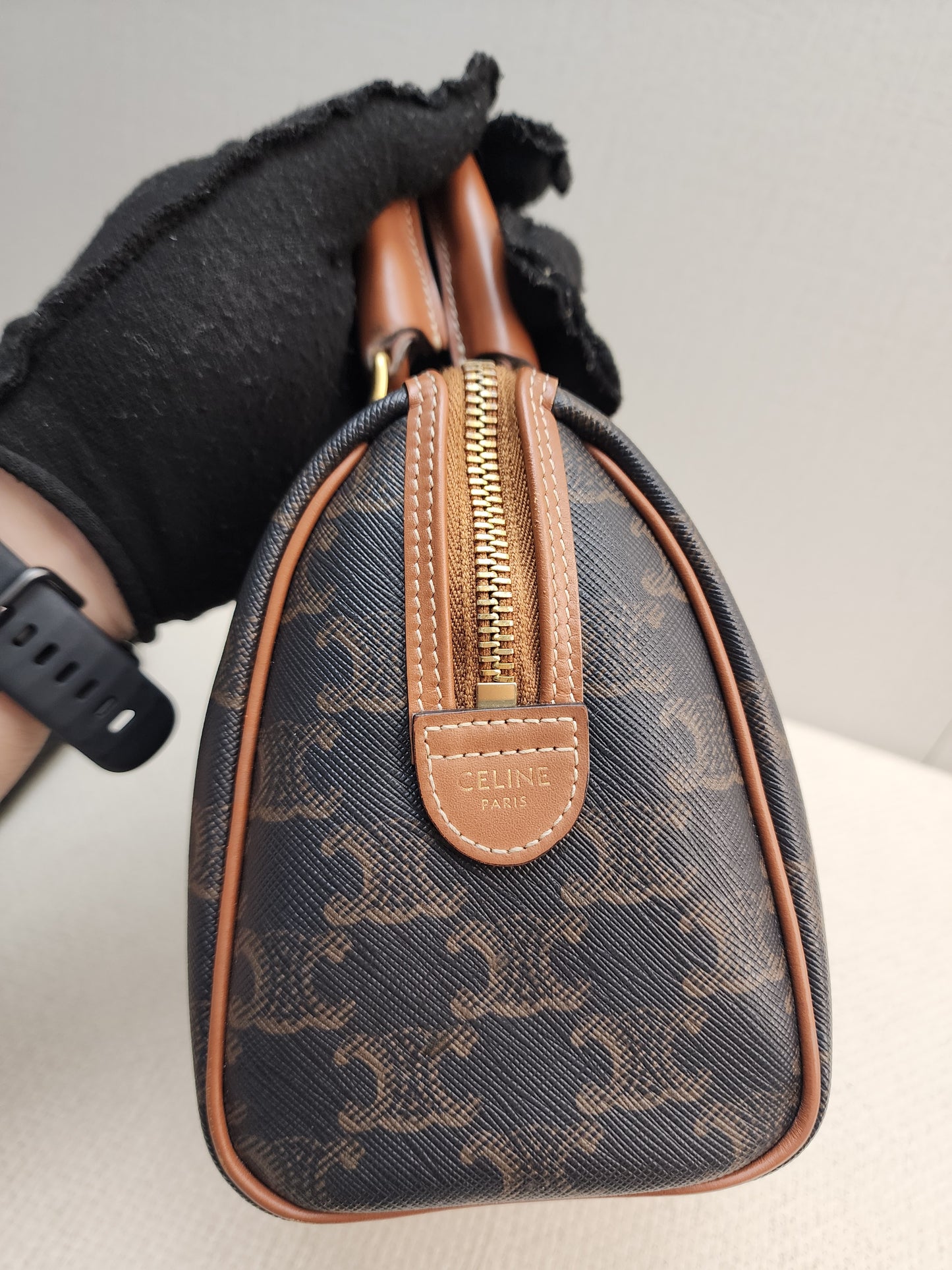 Celine Triomphe Canvas Small Boston Bag
