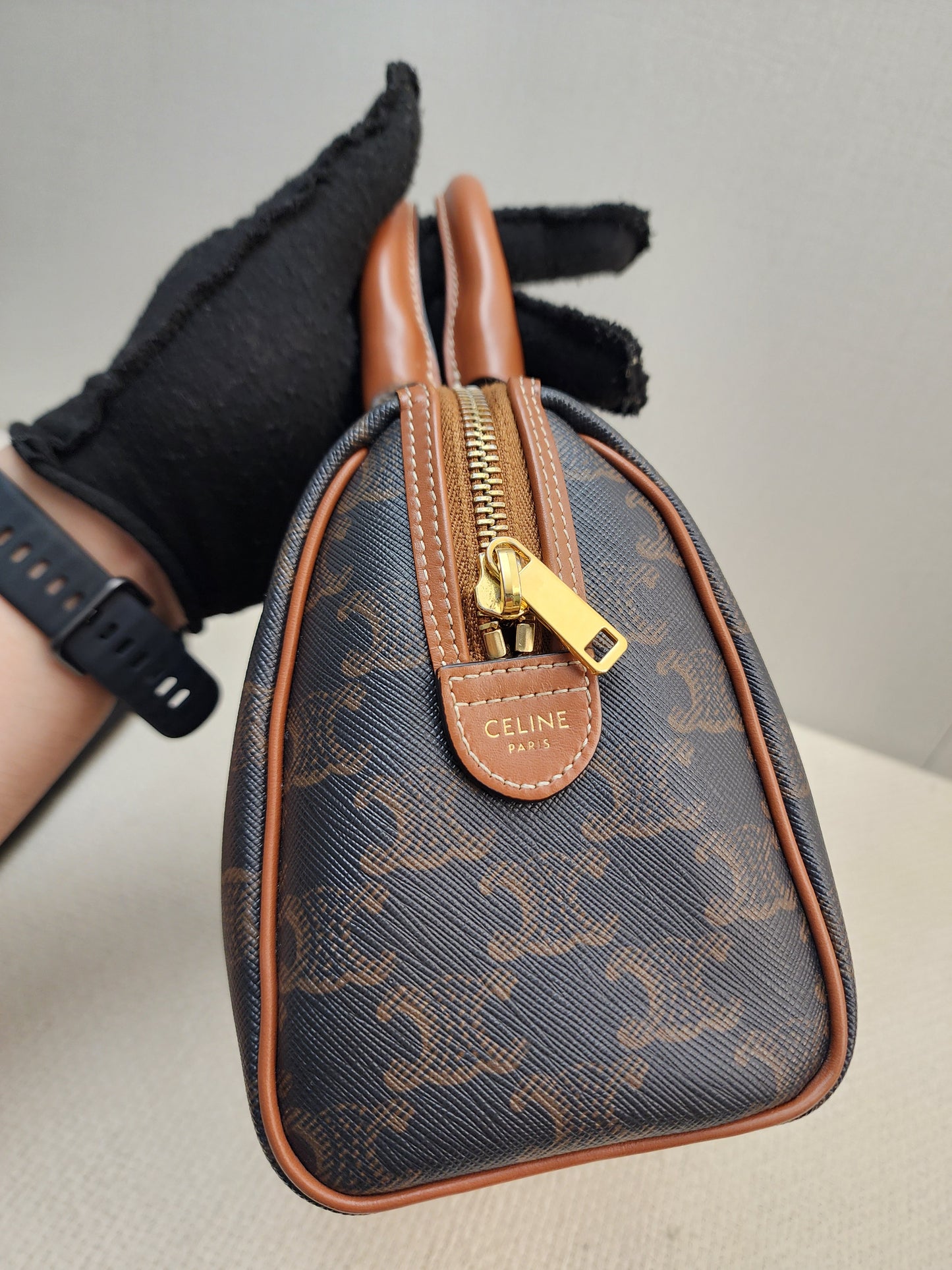 Celine Triomphe Canvas Small Boston Bag