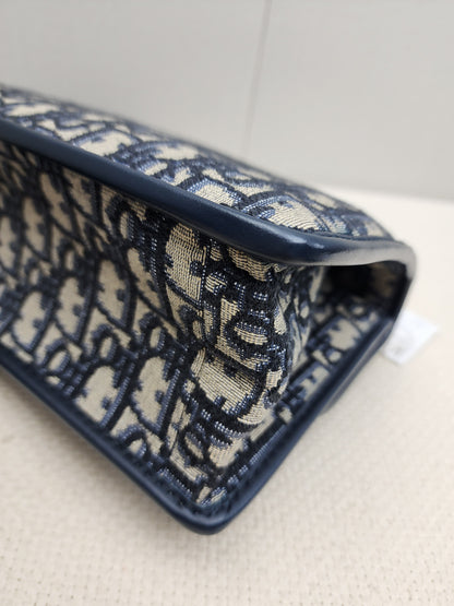 Dior Navy Oblique 30 Montaigne Chain Bag (GHW)
