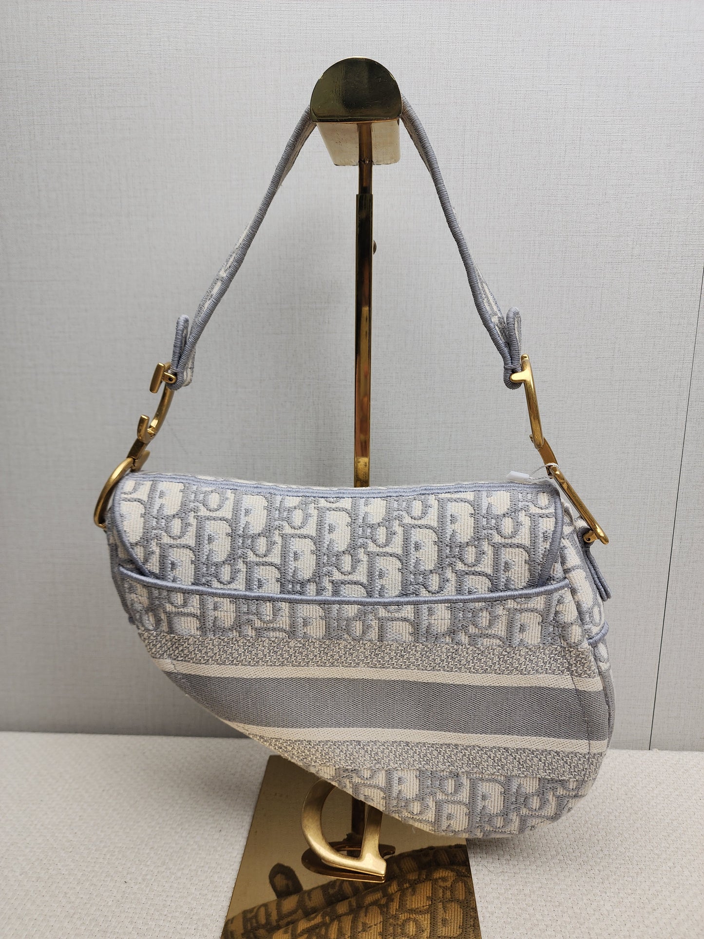 Dior Grey Oblique Medium Saddle (GHW)