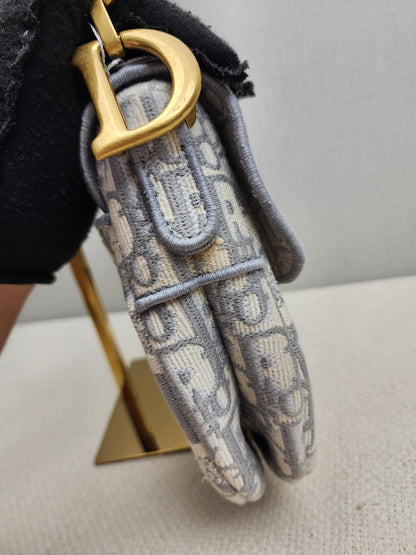 Dior Grey Oblique Medium Saddle (GHW)
