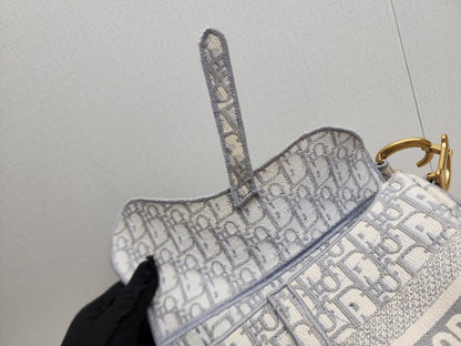 Dior Grey Oblique Medium Saddle (GHW)