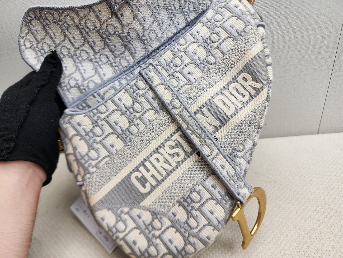 Dior Grey Oblique Medium Saddle (GHW)