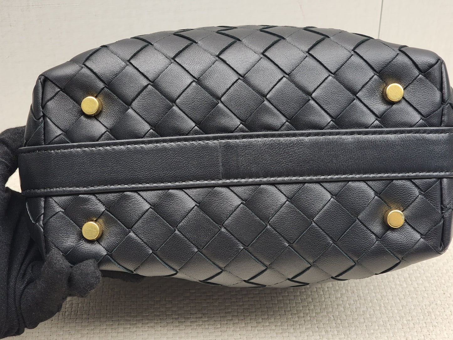 Bottega Veneta Black Calfskin Intrecciato Mini Wallace