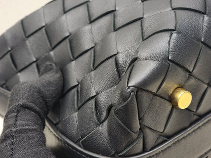 Bottega Veneta Black Calfskin Intrecciato Mini Wallace
