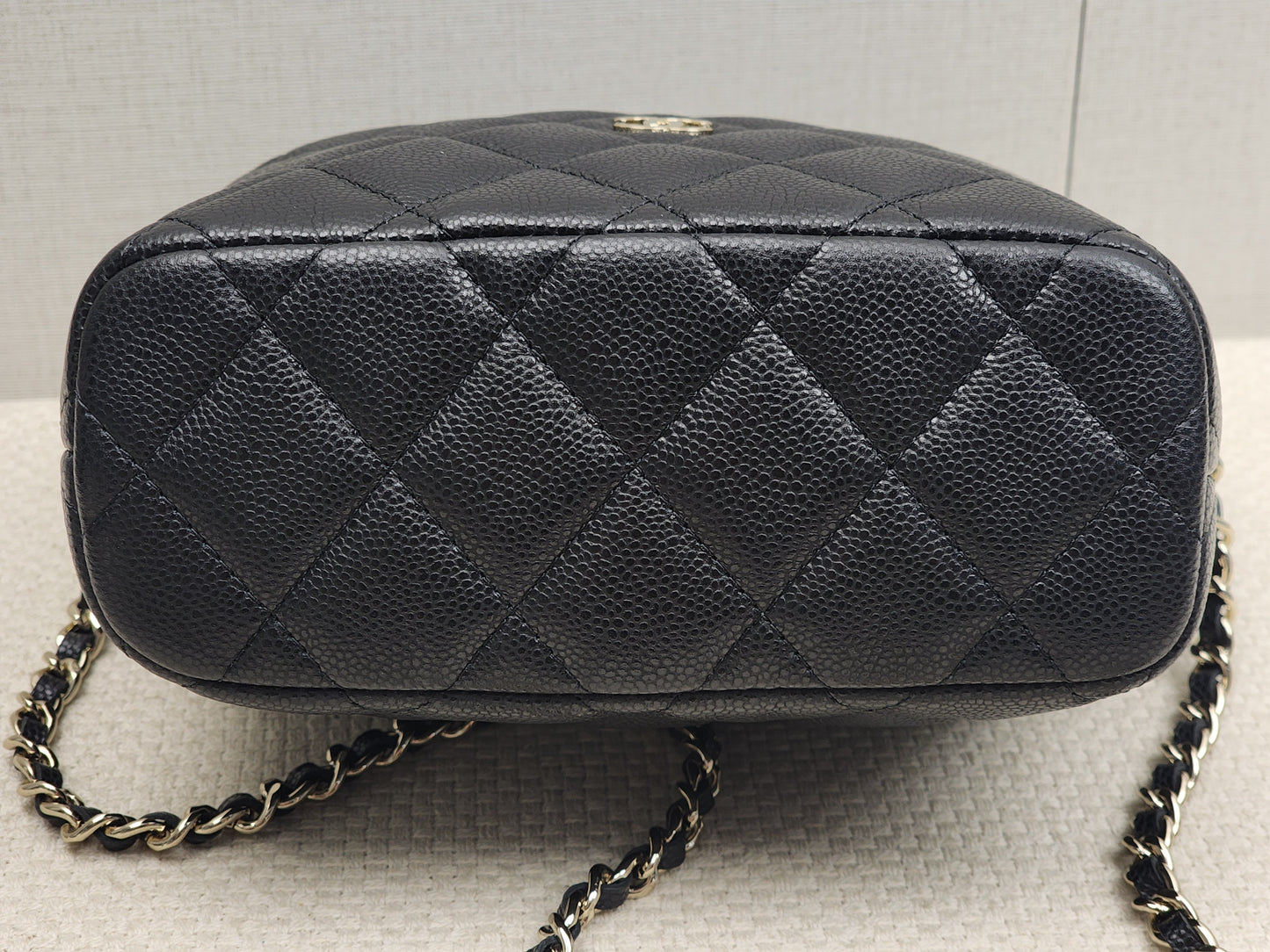 Chanel Black Caviar Mini Hobo Clutch w Chain (GHW)