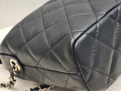 Chanel Black Caviar Mini Hobo Clutch w Chain (GHW)