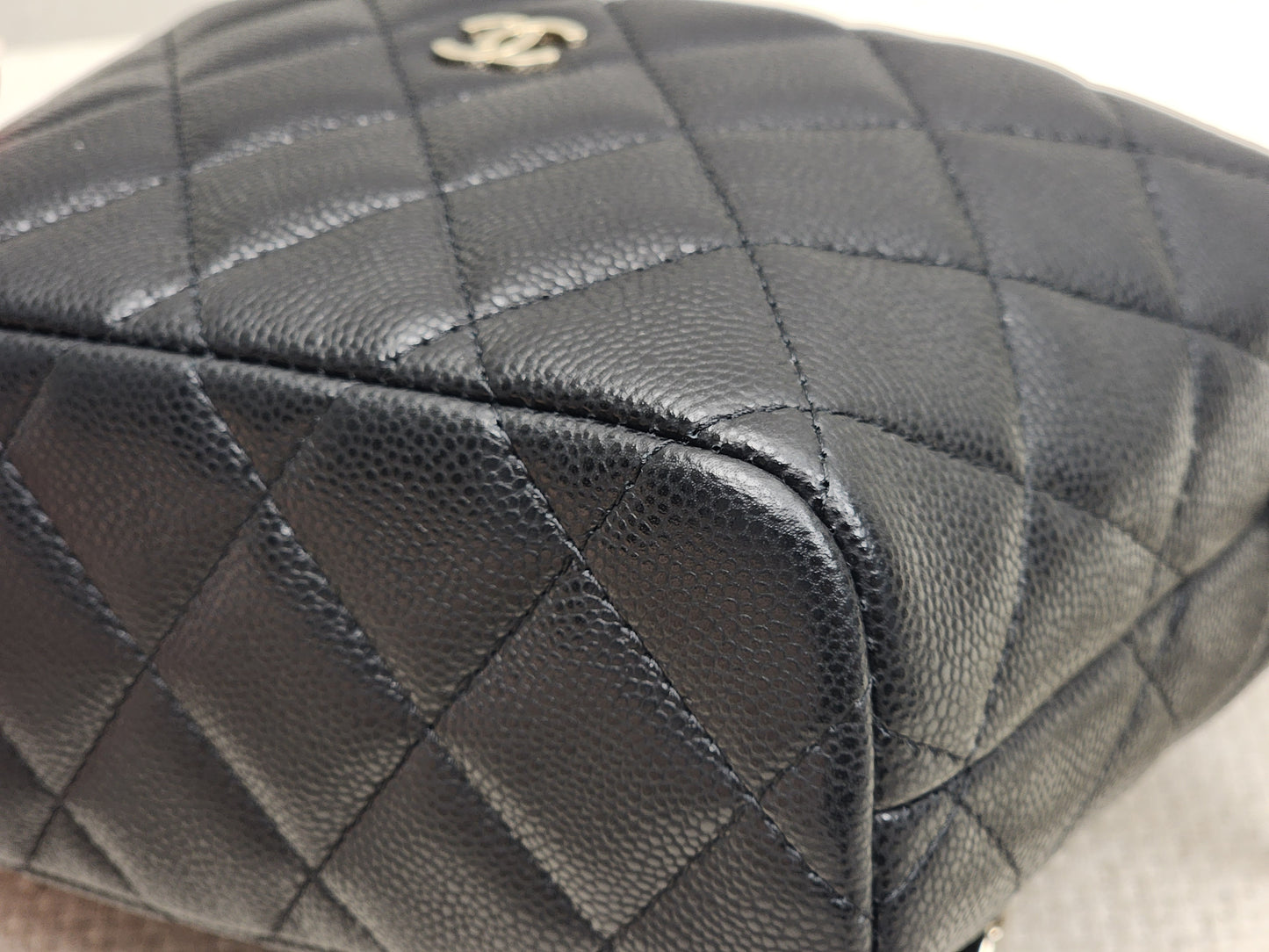 Chanel Black Caviar Mini Hobo Clutch w Chain (GHW)