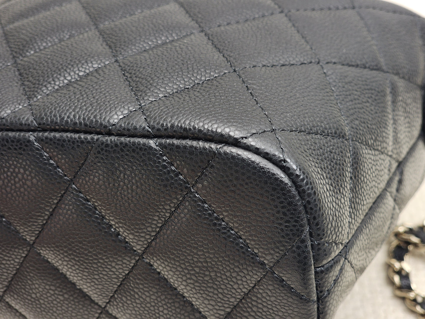 Chanel Black Caviar Mini Hobo Clutch w Chain (GHW)