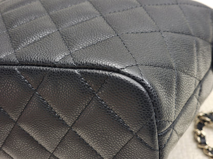 Chanel Black Caviar Mini Hobo Clutch w Chain (GHW)
