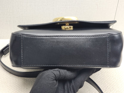 Chloe Black Calfskin Small C Crossbody Bag (GHW)